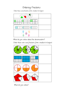 year 3 ordering unit fractions and fractions with the same