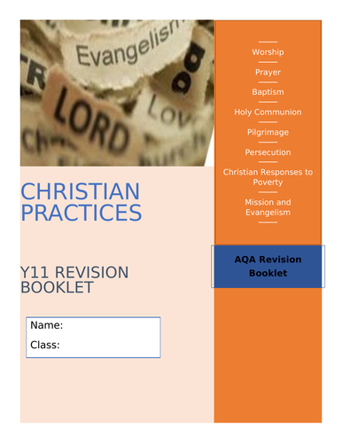 GCSE AQA RE Christian Practices Revision and Activity Booklet