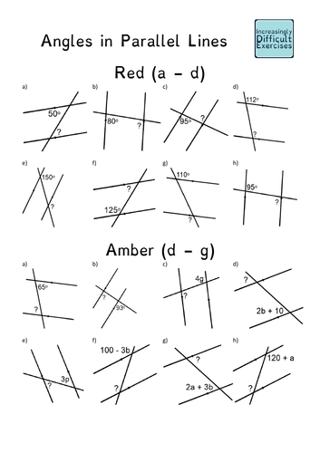 Increasingly Difficult Questions - Angles in Parallel Lines | Teaching ...