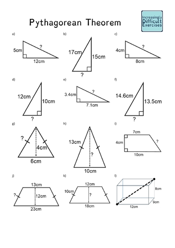 increasingly-difficult-questions-pythagoras-pythagorean-theorem