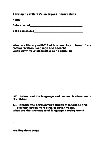 CACHE EYE WBL emergent literacy unit