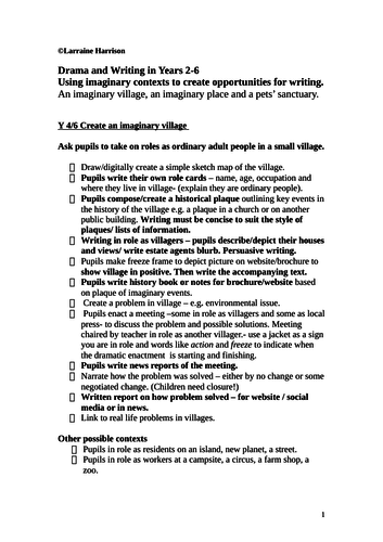 Drama as a context for writing in years 2-6: Three tried and tested ...