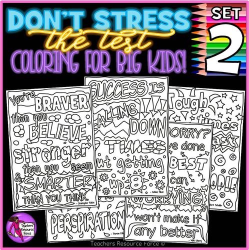 Growth Mindset Colouring Pages / Posters / Sheets: Don't Stress The 91����t 2