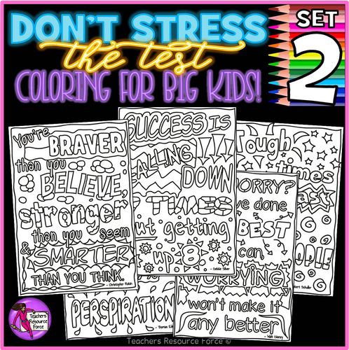 Growth Mindset Colouring Pages / Posters / Sheets: Don't Stress The Test 2