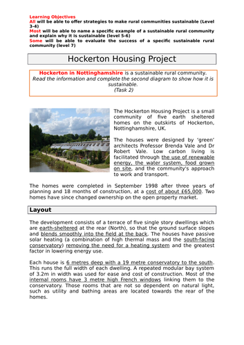 Developing sustainable rural communities - Hockerton, Nottinghamshire