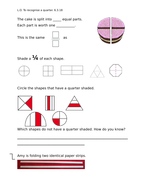 Year 2, Identifying and finding quarters, set of worksheets for 2