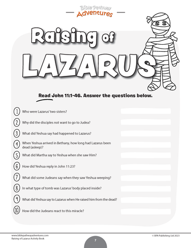 Bible Miracles: Raising of Lazarus Activity Book | Teaching Resources