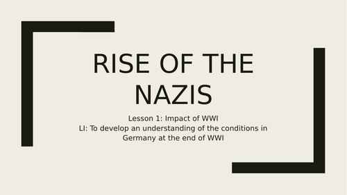 Rise of the Nazis: Impact of WWI Lesson 1 | Teaching Resources