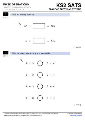 ks2 maths mixed operations teaching resources