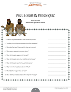 Paul And Silas In Prison Activity Sheets