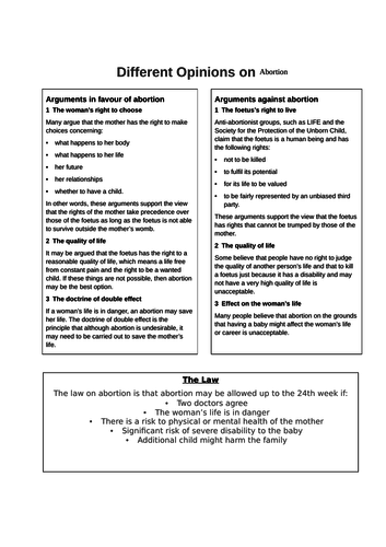 Abortion - Religious Education | Teaching Resources