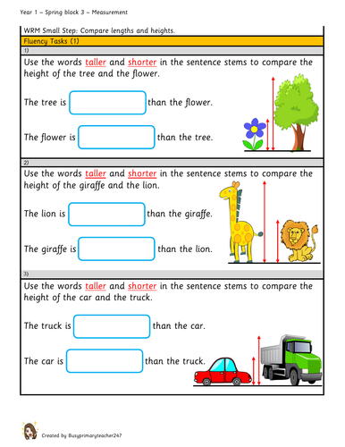 length and height problem solving year 1