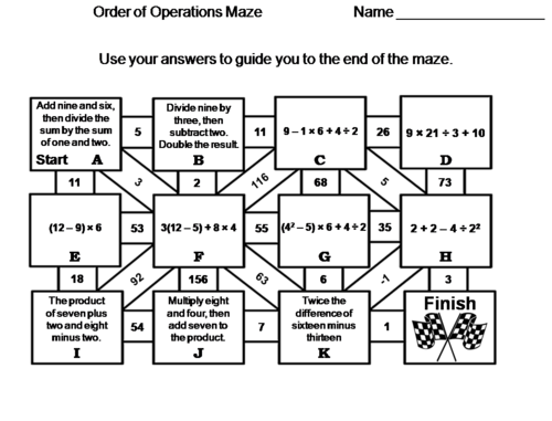 Order of Operations: Math Maze