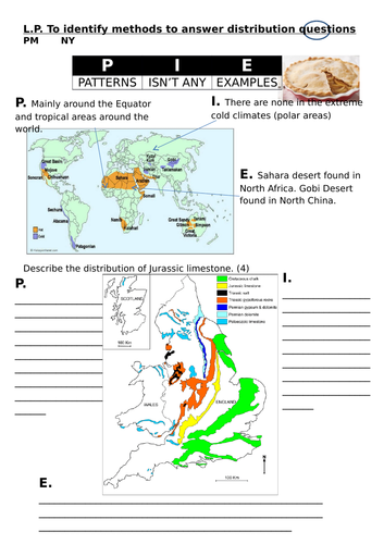 distribution geography exam skills task worksheet