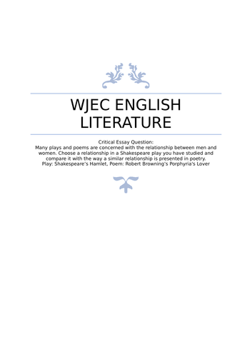 WJEC GCSE English Literature Essay Shakespeare Hamlet Play vs Poem