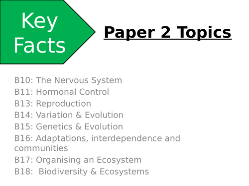AQA GCSE Trilogy - Biology Key Facts - Paper 1 & 2 | Teaching Resources