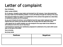 Writing a formal letter of complaint non fiction structure ...