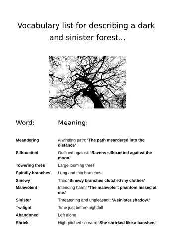creepy forest description creative writing