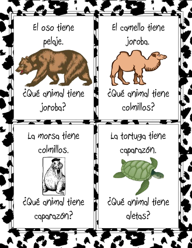 Los animales - ¿Qué animal tiene...? - Partes del cuerpo - Card Game