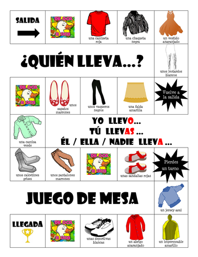 La ropa - ¿Quién lleva? - Board Game