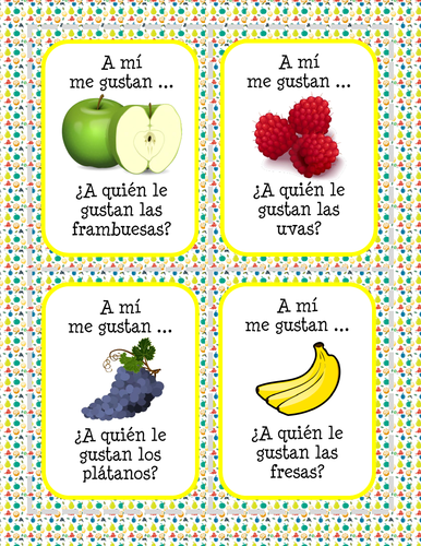 La comida - ¿A quien le gusta(n)...? - Frutas - Card Game