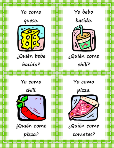 La comida - ¿Quién come/bebe? - Card Game