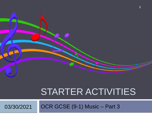 OCR GCSE (9-1) Music Listening Starters Part 3