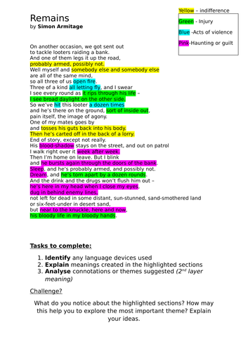 'Remains' by Armitage - AQA Poetry Conflict Cluster