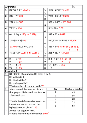 20 worksheets with 100s of qs for year 56 maths sats revision