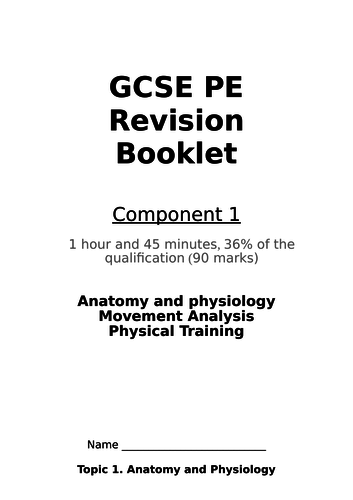 Revision Booklet for GCSE PE Edexcel Course (2016 onwards) Component 1