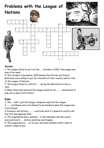 Problems with the League of Nations Crossword Teaching Resources
