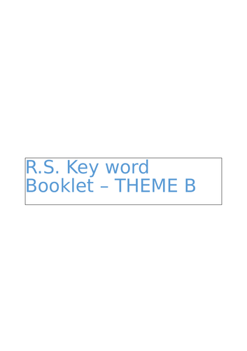 AQA RS GCSE Key Words Booklet Theme B: Religion and Life