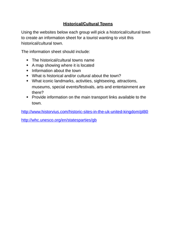 BTEC Travel and Tourism Unit 2 Learning Aim A Lesson | Teaching Resources