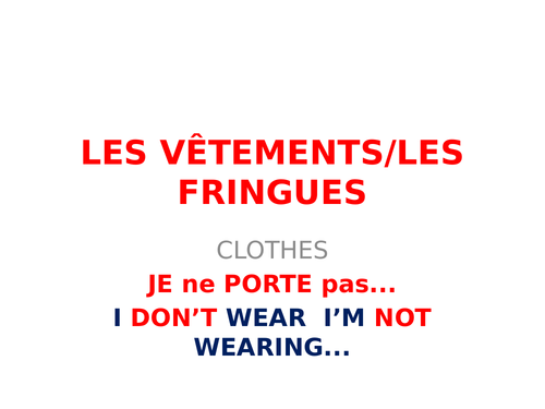 Clothes and adjective endings in French for Yr8 | Teaching Resources