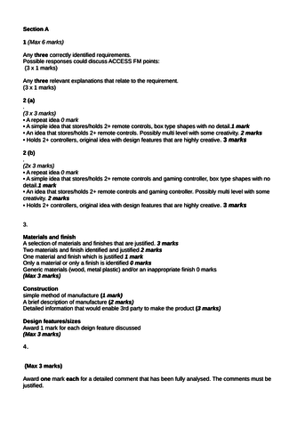 AQA 2018 Resistant Materials Section A MOCK 1: Organising remote controls in the home