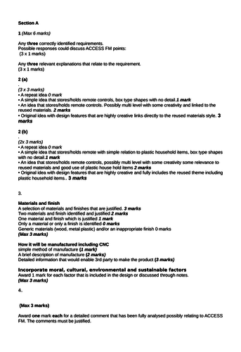 AQA 2018 Resistant Materials Section A MOCK 3: Organising remote controls in the home