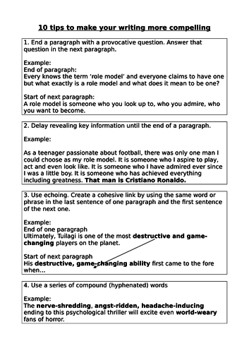 20 interesting sentences to use in a narrative (Paper 1 Section B ...