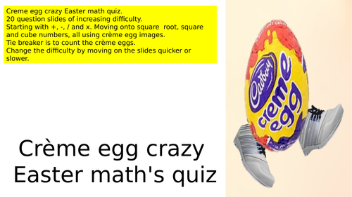 Creme egg crazy Easter maths quiz BIDMAS