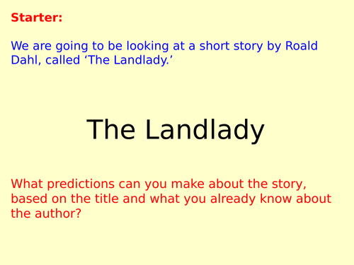 The Landlady by Roald Dahl SOW and resources | Teaching Resources
