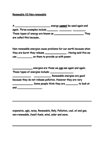 Energy Types Renewable Vs Non Renewable Energy Teaching Resources