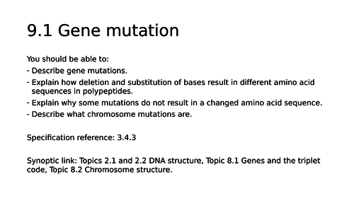 NEW AQA AS Biology 9.1 Gene Mutations