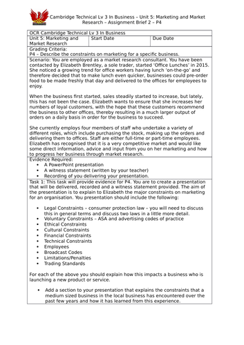OCR Cambridge Technical Lv 3 In Business - Unit 5: Marketing and Market ...