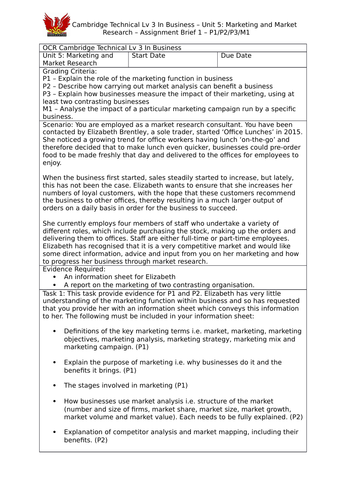 OCR Cambridge Technical Lv 3 In Business - Unit 5: Marketing and Market ...