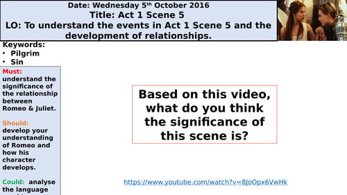 Romeo and Juliet Act 1 Scene 5 | Teaching Resources