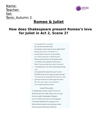 GCSE English - Romeo and Juliet Act 2 - AQA | Teaching Resources