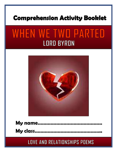 When We Two Parted - Lord Byron - Comprehension Activities Booklet!