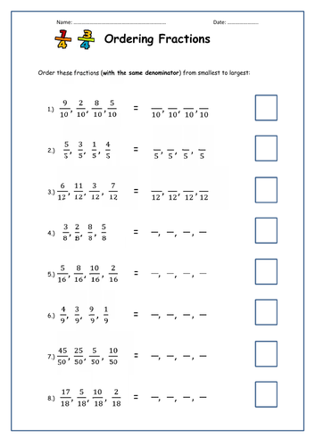 Ordering Fractions -  2 activity booklets