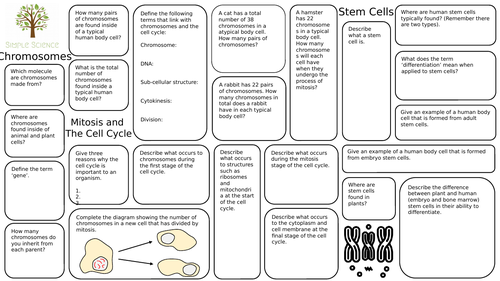 Cell Division Revision Mats Aqa Combined Biology Gcse Teaching 8326