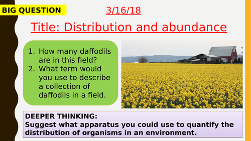 AQA new specification-Distribution and abundance-B15.3