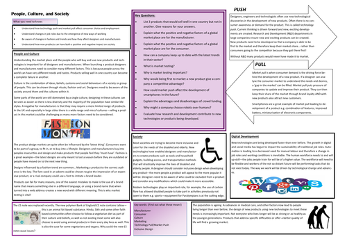 People, Culture and Society Learning Mat. AQA GCSE D&T.